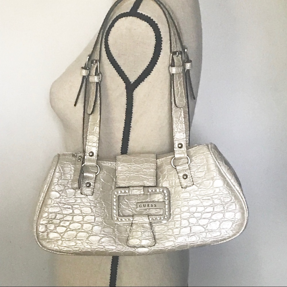 Guess Ivory Metallic Handbag with Bling